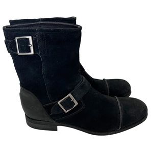 UGG Men's Lancing Black Suede Moto Boots Size 10.5